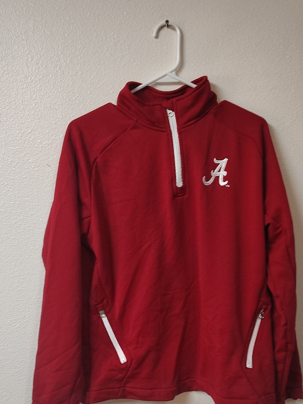 Genuine Stuff Alabama Crimson‎ Tide Mens Large 1/4 Zip Pullover Jacket Red White